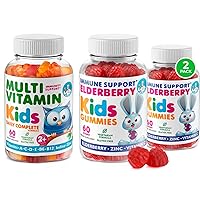 DR. MORITZ Elderberry Gummies for Kids with Zinc and Vitamin C (2 Pack) and Kids Multivitamin Gummies