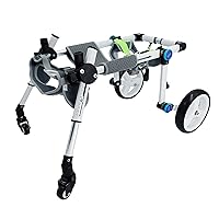 Adjustable 4 Wheel Dog Wheelchair,Foldable Dog Wheelchair for Back Legs,Helps Small Pets with paralyzed Legs Full Support regain (S White)
