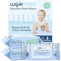 Huge 80/Pack Baby Wipes 99% Water Plant Based! Ultra-Gentle, Super Soft, Alcohol-Free, pH-Balanced, Dermatologically Tested, Hypoallergenic, Fragrance-Free - Flip-Top Lid (240 Count)