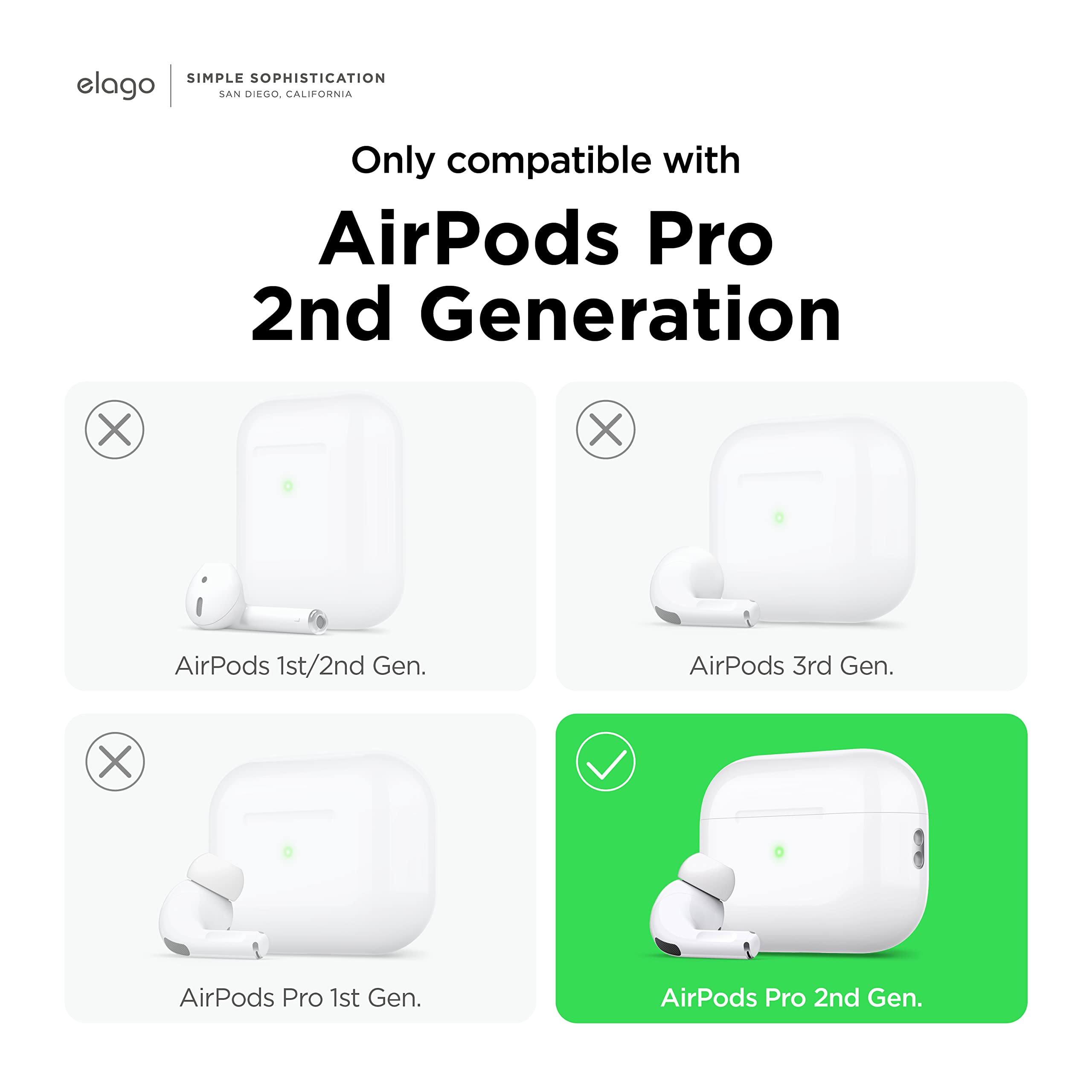elago Liquid Hybrid Case Compatible with AirPods Pro 2nd Generation Case Cover - Compatible with AirPods Pro 2 Case, Triple Layer Protection, Keychain Included, Dust Resistant, Shockproof (Stone)