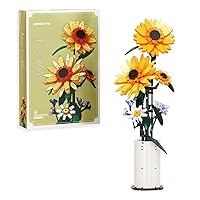 Sunflower Building Blocks Sets Flower Bouquet with Vase for Adults Teens, Flower Garden Building Toys for Girls Boys Home Decor - 821Pcs