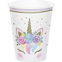 Creative Converting 343968 Unicorn Baby Shower Paper Cups, 9 oz, Multi-color