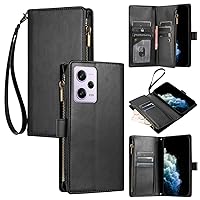Cell Phone Flip Case Cover 2 In 1 Wallet Case Compatible With Xiaomi Redmi Note 12 Pro／Note 12 Pro Speed/Poco X5 Pro 5G Case With Magnetic Flip Cover [Card Slots][Wrist Strap][Detachable Crossbody Str