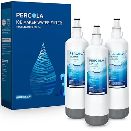 PERCOLA Sub-Zero 7012333 & Manitowoc K00374/K00374001 Ice Maker Water Filter, Compaitble with Sub-Zero UC-15I Ice Maker, Manitowoc AR-2800/ SM-50 Ice Maker (3 Pack)