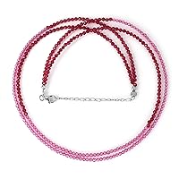 – AAA Natural Multicolor Gemstone Precious And Semi-Precious Double Layer Bead Necklace With Adjustable 925 Sterling Silver Lock Chain (18 Inch)
