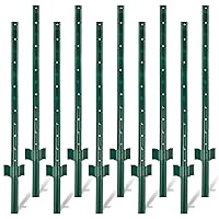 Fence Posts 4Feet - 10Pack, Heavy Duty Metal Fence Post with U-Channel, Steel Fence U-Post for Holding Garden Wire Fence, Corner Anchor Posts etc.