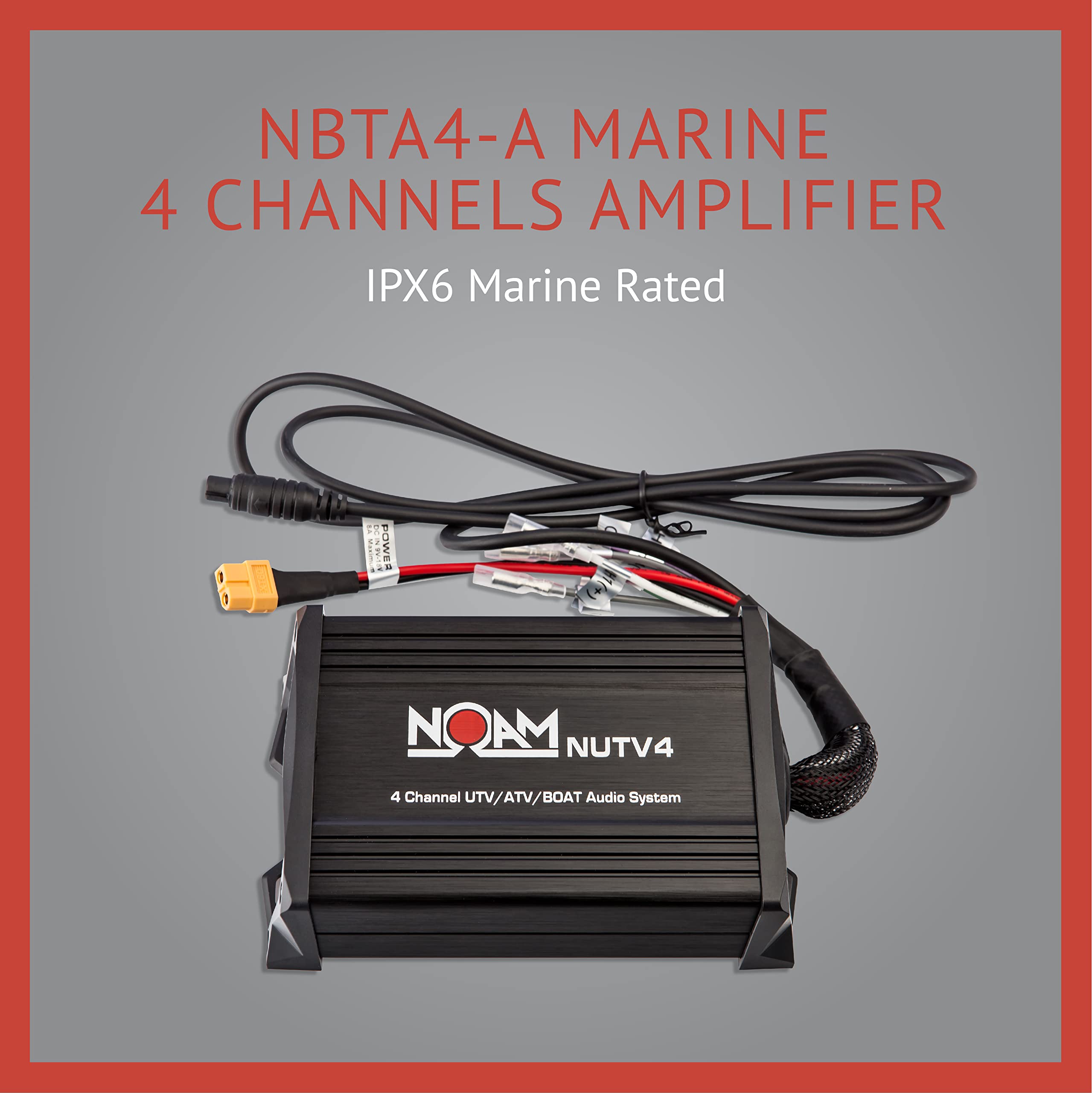 NOAM NUTV4 Quad - 4 Channels Marine Bluetooth ATV/Golf Cart/UTV Speakers Stereo System