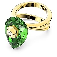 Swarovski Numina Women's Gold Plated Cocktail Ring with Green Swarovski Crystal