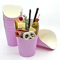Colored Charcuterie Cups 14oz | French Fries, Popcorn, Candy, Appetizers. Pack of 50 Disposable Paper Snack Cups (Purple)