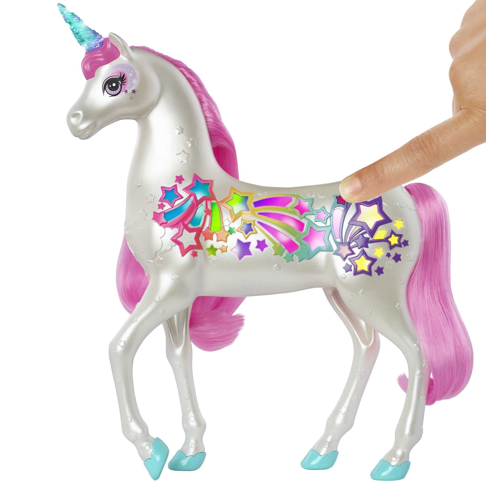 Barbie Dreamtopia Unicorn Toy, Brush 'N Sparkle Pink and White Unicorn with 4 Magical Lights and Sounds (Amazon Exclusive)