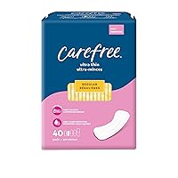 Carefree Ultra Thin Pads, Regular Pads Without Wings, 40ct (Pack of 1)