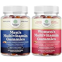Bundle of Adult Chewable Multivitamin for Men Gummies and Delicious Natural Multivitamin for Women Gummies - with Zinc and Biotin Immune Support Gummies - Natural Energy Supplement and Women Health