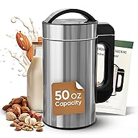 Automatic Nut Milk Maker 50Oz - No Spills, No Fuss, No Straining. Stainless Steel powerful Almond milk maker machine, Oat Milk Maker, Soymilk Machine Maker. Multifunctional