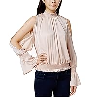 Women's Split-Sleeve Shirred Top (Blush, Medium)