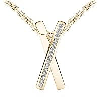 10k Yellow Gold 1/20ct TDW Diamond x Fashion Necklace (I-J, I2)