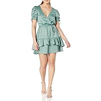 Speechless Women's Faux Wrap Short Sleeve Dress