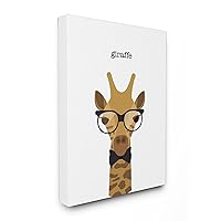 Stupell Home Décor Typographic Hipster Giraffe Oversized Stretched Canvas Wall Art, 24 x 1.5 x 30, Proudly Made in USA