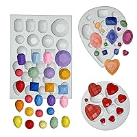 3 Pieces Water droplet,Heart shape Precious stone,Diamond Collection,Fondant,Sugar Craft,Cake Decorating,Molds, Epoxy Resin Silicone,Baking DIY,Cookie,Polymer Clay