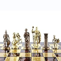 Greek Roman Army Large Chess Set - Brass&Copper - Red Chess Board