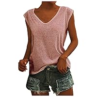 SCBFDI Womens Undershirts, Trendy Tops for Women 2024 V Neck Solid Color Tank Tops Basic Y2K Going Out Clothes Casual Summer Sleeveless Shirts
