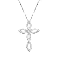 1/10 ct. T.W. Lab Grown Diamond (SI1-SI2 Clarity, F-G Color) and Sterling Silver Cross Pendant with an 18 Inch Spring Ring Clasp Cable Chain