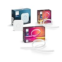 Philips Hue (1) 6-Foot Smart LED Light Strip Base Kit with (1) 3-Foot Light Strip Extension and (1) Bridge - Flowing Multicolor Effect - Control with Hue App or Voice Assistant