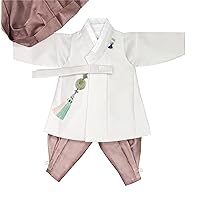 Korean Traditional Hanbok Boy Baby 100th Days - 10 Ages Ivory Brown 1st Firthday Dol HGB253