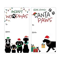 Santa Dog Christmas Gift Tag Self Adhesive Stickers – 75 Labels - Dog Christmas Peel and Stick Pet Holiday Gift Wrap Tags – Merry Woofmas Themed Gift Wrapping Paper Stickers