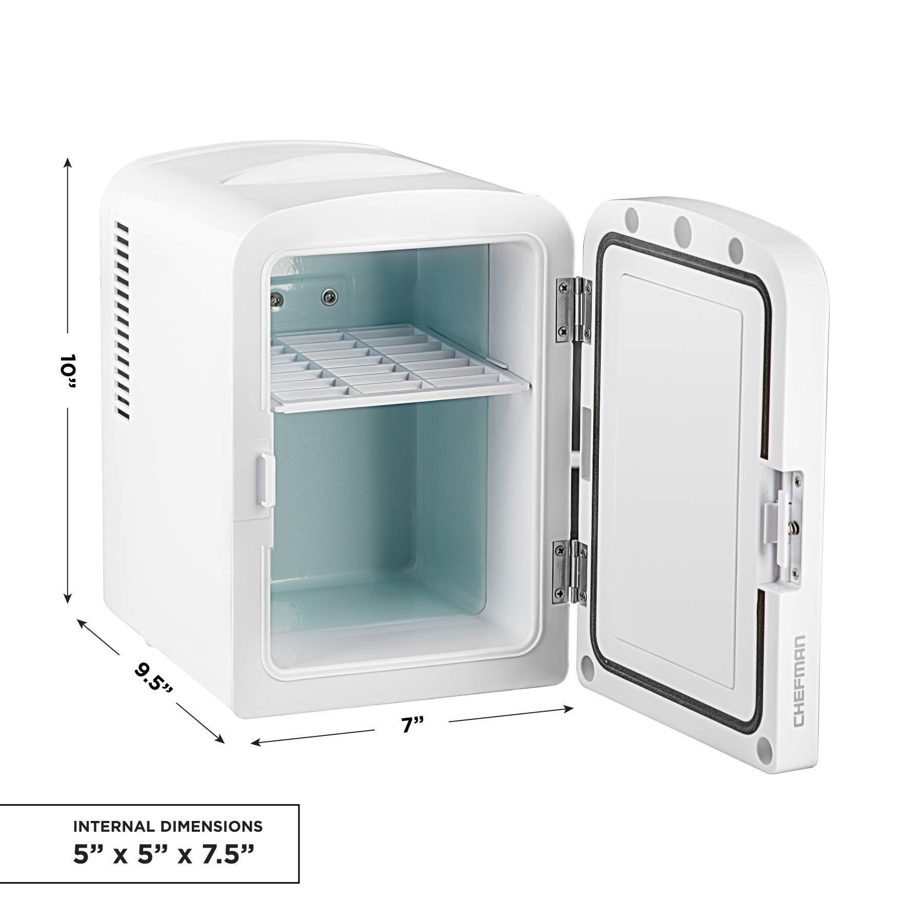 Chefman Portable Mirrored Personal Fridge, 4 Liter Mini Refrigerator, Skin Care, Makeup Storage, Beauty, Serums And Face Masks, Small For Desktop Or Travel, Cool & Heat, Cosmetic Application