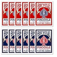 1 Dozen Pinochle Poker Playing Cards - 6 Blue & 6 Red Decks!