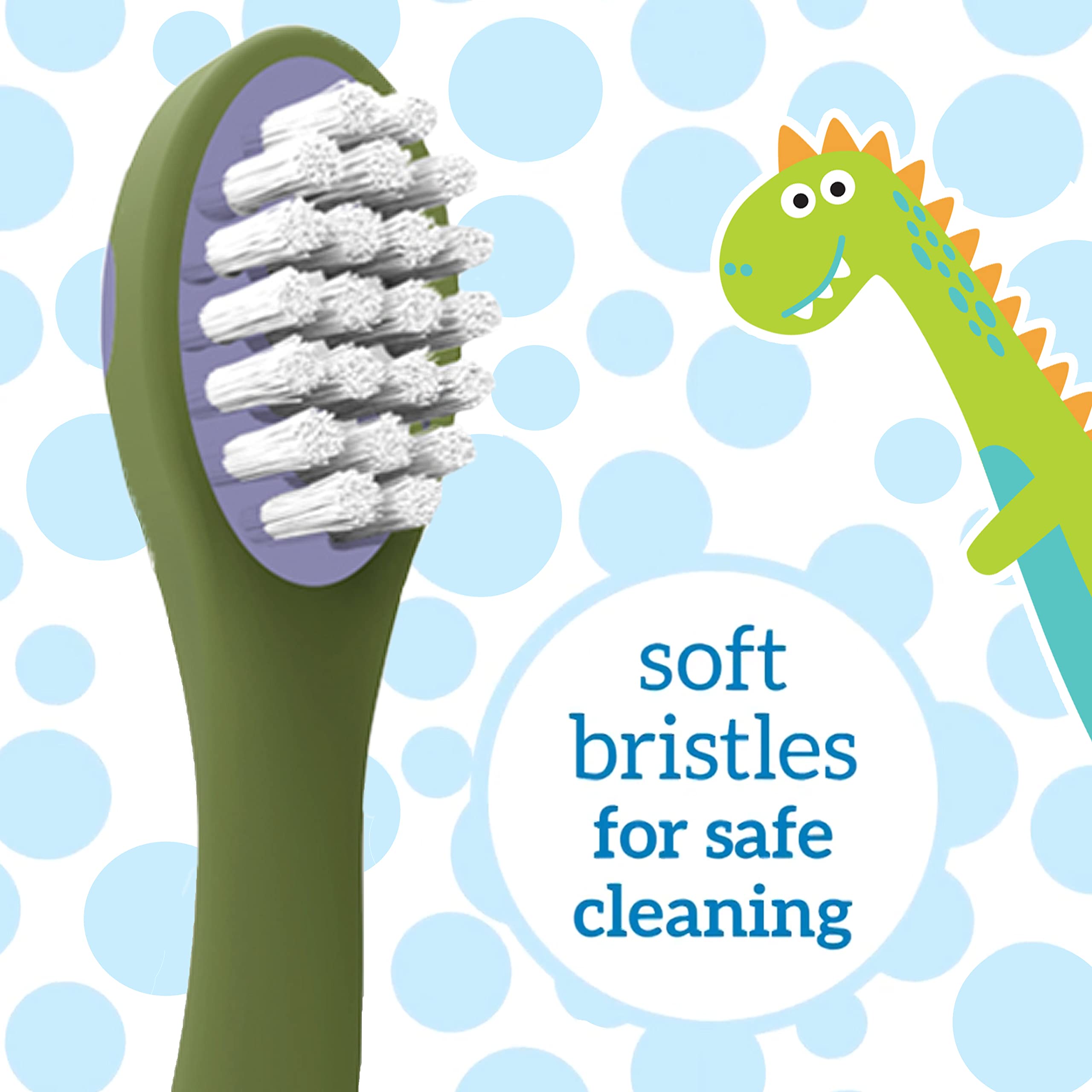 Dr. Brown's Baby and Toddler Toothbrush, Green Dinosaur 1-Pack, 1-4 Years