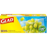 Glad Zipper Food Storage Plastic Bags, Snack, 50 Count (Packaging May Vary)