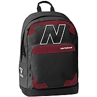 New Balance Laptop Backpack, Legacy Travel Bag for Men and Women, Black, Red, One Size
