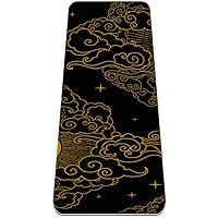 Vintage Golden Sun and Moon Clouds Premium Thick Yoga Mat Eco Friendly Rubber Health&Fitness Non Slip Mat for All Types of Exercise Yoga and Pilates (72