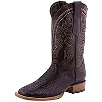 Texas Legacy Mens Brown Western Leather Cowboy Boots Snake Print Square Toe