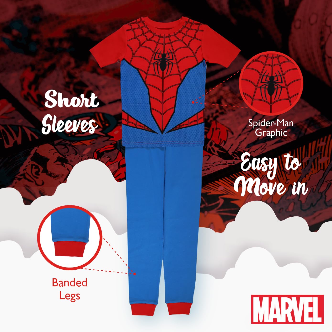 Marvel Regular Kids' 2-Piece Snug-fit Cotton Pajamas Set