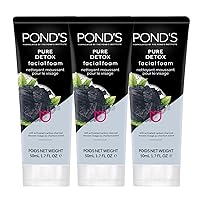 Pure Detox Facial Foam, Deep Cleansing with Activated Charcoal, Facial Wash, 3- Pack of 1.7 Oz Each
