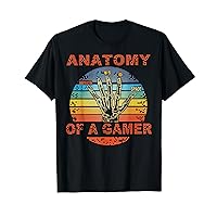 Anatomy Of A Gamer Hand Skeleton Vintage Sunset T-Shirt