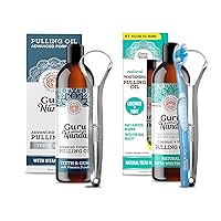GuruNanda Advanced Formula Oil Pulling (8Fl. Oz) with Tongue Scraper and Mickey D’s- Coconut and Peppermint Oil Pulling (8Fl. Oz) for HealthyTeeth & Gums- Helps with Bad Breath