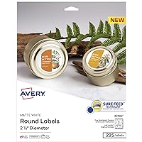 Avery Printable Blank Round Labels, 2.5