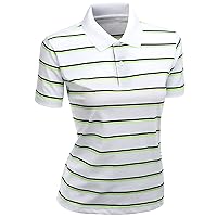 Women's 180-200 TC Silket Striped Polo Dri Fit Collar T-Shirt LightGreen XXXL