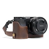 MegaGear MG961 Sony Alpha A6300, A6000 Ever Ready Leather Camera Half Case and Strap, with Battery Access, Dark Brown