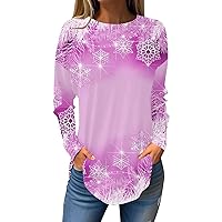Long Sleeve Xmas Tops Women Casual Round Neck Shirts Fashion Graphic Tunic Top 2023 Vintage Daily Clothes