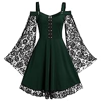 Andongnywell Women's Sexy Party Off Shoulder Lace Long Sleeve Ladies lace Mini Dresses Sling Off Shoulder Strap