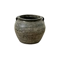 Artissance Home Small Charcoal/Gray Ceramic Indoor Outdoor Vintage Pottery Jar w/2 Handles, Home and Garden Décor (Size & Color Vary)