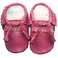 Soft Sole Leather Baby Shoes Infant Toddler Child Kid Boy Girl Crib Shoes Moccasin Lace Fuchsia