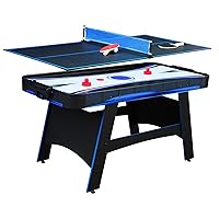 Hathaway Bandit 5-Ft Air Hockey and Table Tennis Multigame Table, Great for Family Game Rooms, Includes Strikers, Pucks, Paddles, Balls and net/Post Set