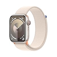 Apple Watch Series 9 [GPS + Cellular 45mm] Smartwatch with Starlight Aluminum Case with Starlight Sport Loop. Fitness Tracker, Blood Oxygen & ECG Apps, Always-On Retina Display, Carbon Neutral