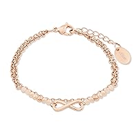 s.Oliver Women's Bracelet with Infinity Pendant made of Stainless Steel with Glass Stones, Adjustable Length, Stainless Steel