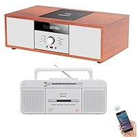 Nostalgic Bluetooth Stereo System and Cassette Tape Player with Bluetooth USB